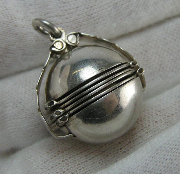 Solid 925 Sterling Silver large and heavy ball and sphere shaped locket pendant for photos, hug and heavy jewelry piece