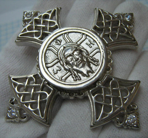 SOLID 925 Sterling Silver Cross Pendant Jesus Christ Face Large Heavy  Manual Work New Christian Church Fine Faith Jewelry CR000324
