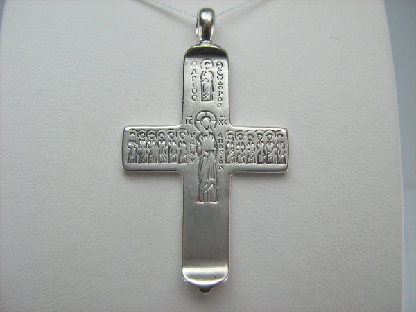 925 Sterling Silver large Saint Mark cross pendant and crucifix with Greek and Cyrillic inscriptions.