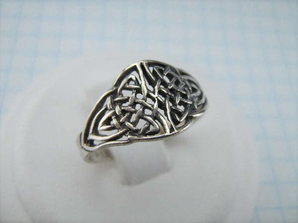 925 solid Sterling Silver band with Celtic knot pattern decorated with handcrafted openwork.