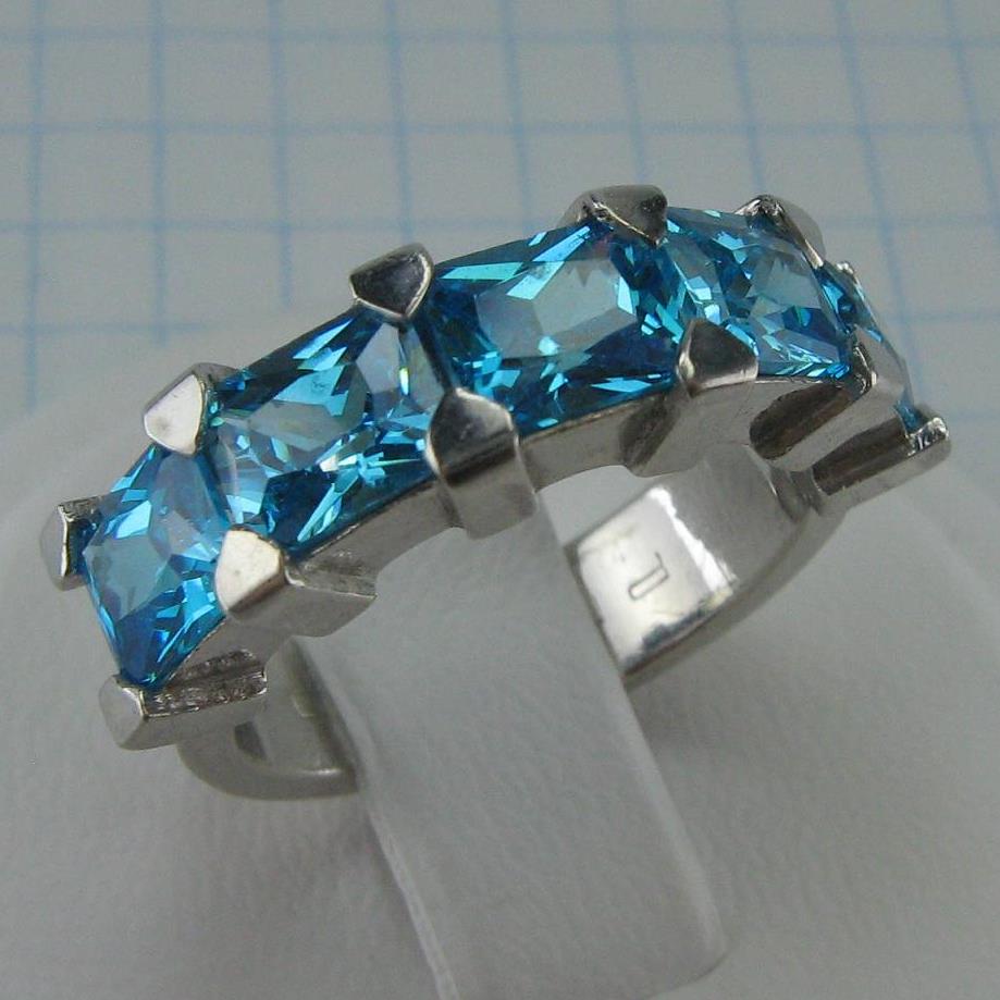 Precious Beauty! 925 Sterling Silver Ring US Sz 6.75 Light Blue Stones