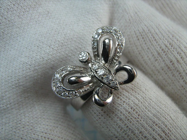 Brand new 925 Sterling silver ring which shows a large butterfly openwork and with round clear Cubic Zirconia stones 